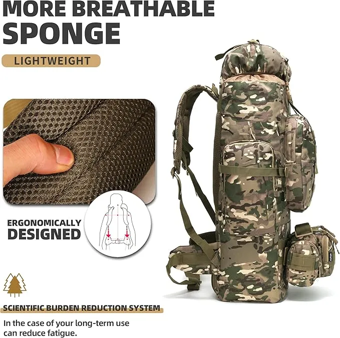 100L Camping Hiking Backpack,Molle military Tactical rucksack backpack,Waterproof Lightweight Hiking Backpack (CP Camo)