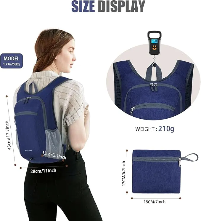 15L Hiking Backpack Small Travel Backpack Lightweight Packable Backpacks Casual Daypack for Women and Men, Blue