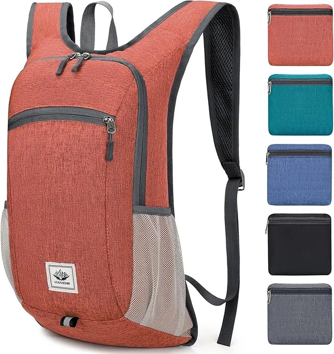 15L Lightweight Hiking Backpack Foldable Small Travel Backpack Packable Camping Backpack for Women Men (Dark Orange)
