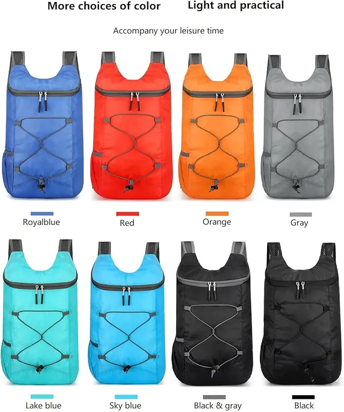 16L Hiking-Daypack Lightweight-Foldable Travel-Backpack Water-Resistant Camping Outdoor Packable Easy Carry-on Bag (Gray)
