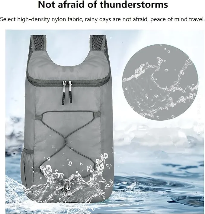 16L Hiking-Daypack Lightweight-Foldable Travel-Backpack Water-Resistant Camping Outdoor Packable Easy Carry-on Bag (Gray)