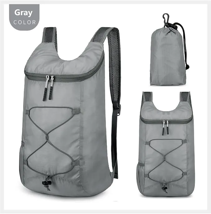 16L Hiking-Daypack Lightweight-Foldable Travel-Backpack Water-Resistant Camping Outdoor Packable Easy Carry-on Bag (Gray)