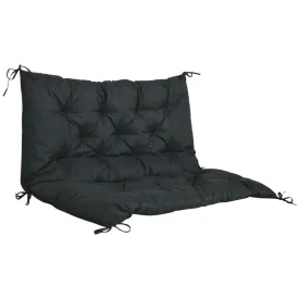 2 Seater Garden Bench Cushion Outdoor Seat Pad with Ties Black