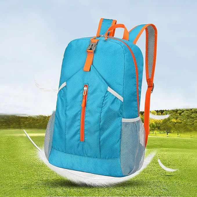 25L Hiking-Backpack Foldable-Sports Daypack-Camping Collapsible Bag Water Resistant Lightweight Travel Men Women (Blue)