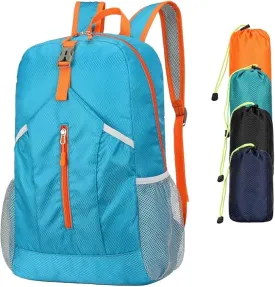 25L Hiking-Backpack Foldable-Sports Daypack-Camping Collapsible Bag Water Resistant Lightweight Travel Men Women (Blue)