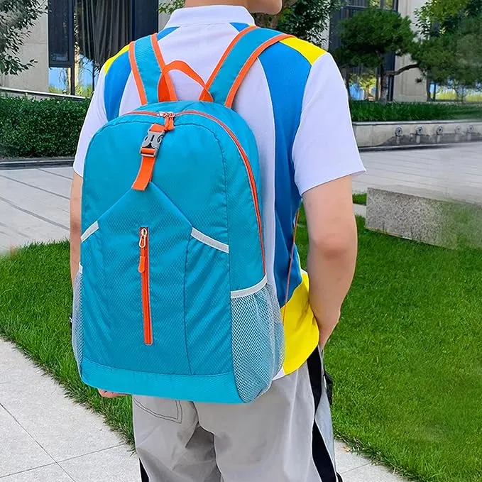 25L Hiking-Backpack Foldable-Sports Daypack-Camping Collapsible Bag Water Resistant Lightweight Travel Men Women (Blue)