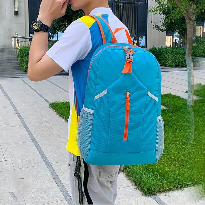 25L Hiking-Backpack Foldable-Sports Daypack-Camping Collapsible Bag Water Resistant Lightweight Travel Men Women (Blue)