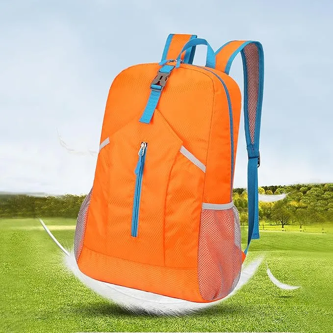 25L Hiking-Backpack Foldable-Sports Daypack-Camping Collapsible Bag Water Resistant Lightweight Travel Men Women (Orange)