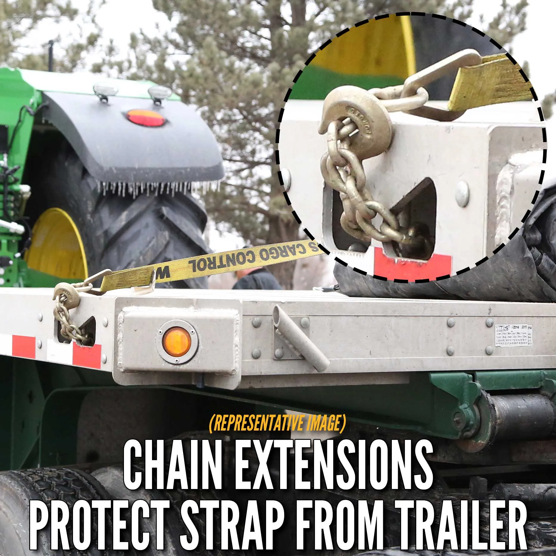 2" x 11" Replacement Ratchet Strap Fixed End - Ratchet / Chain Extension | Yellow