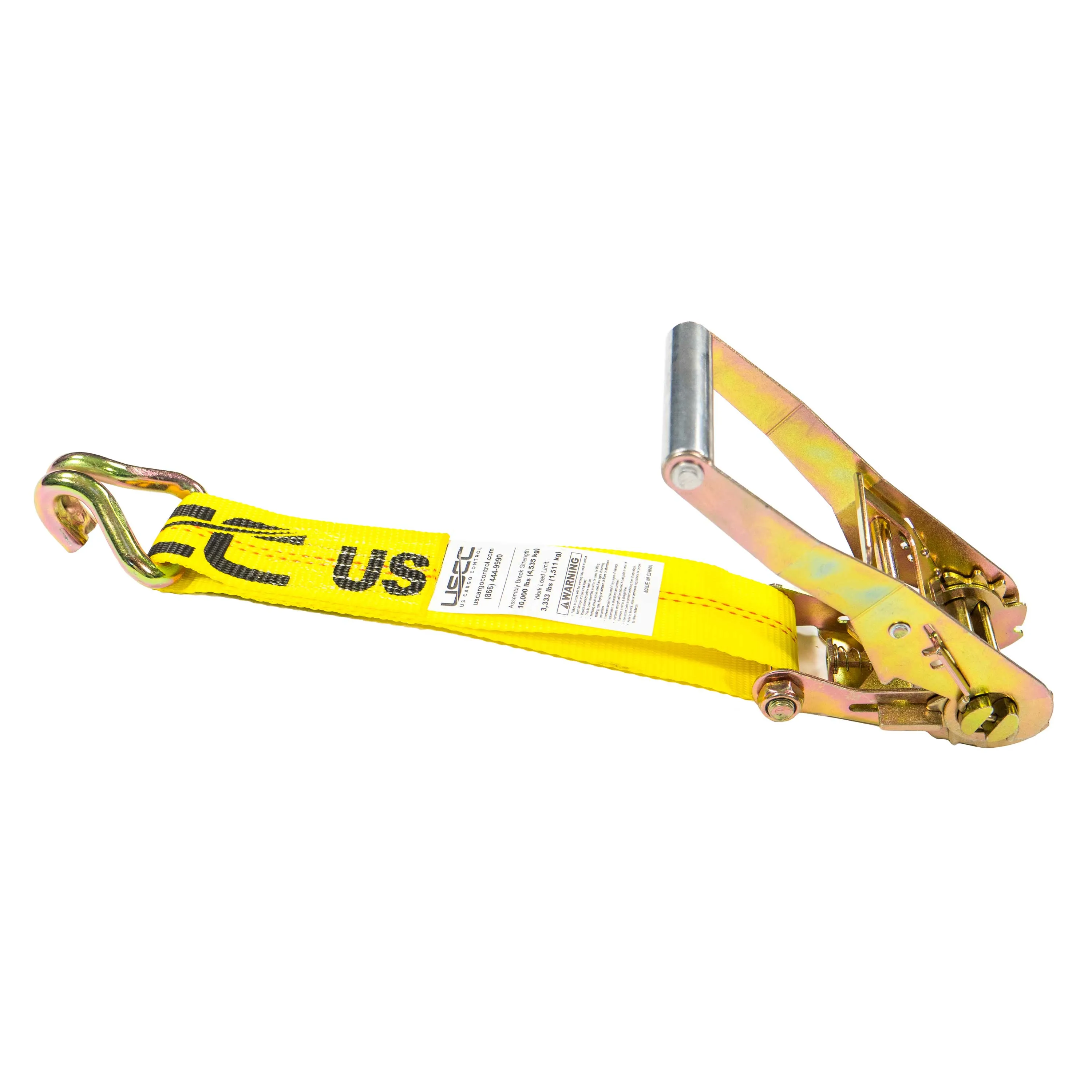 2" x 11" Replacement Ratchet Strap Fixed End - Ratchet / Wire Hook | Yellow