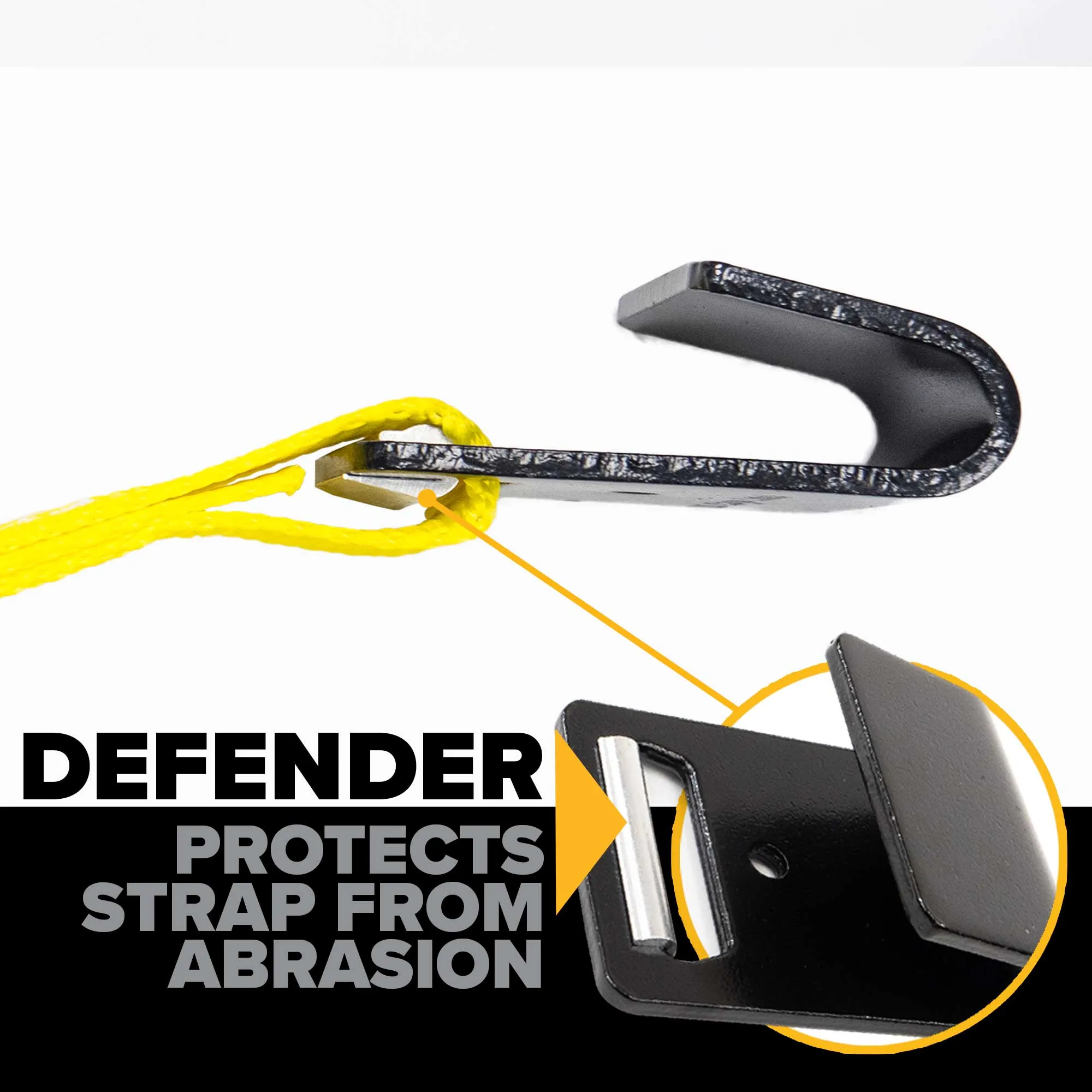 2" x 25' Replacement Strap with Flat Hooks | Yellow
