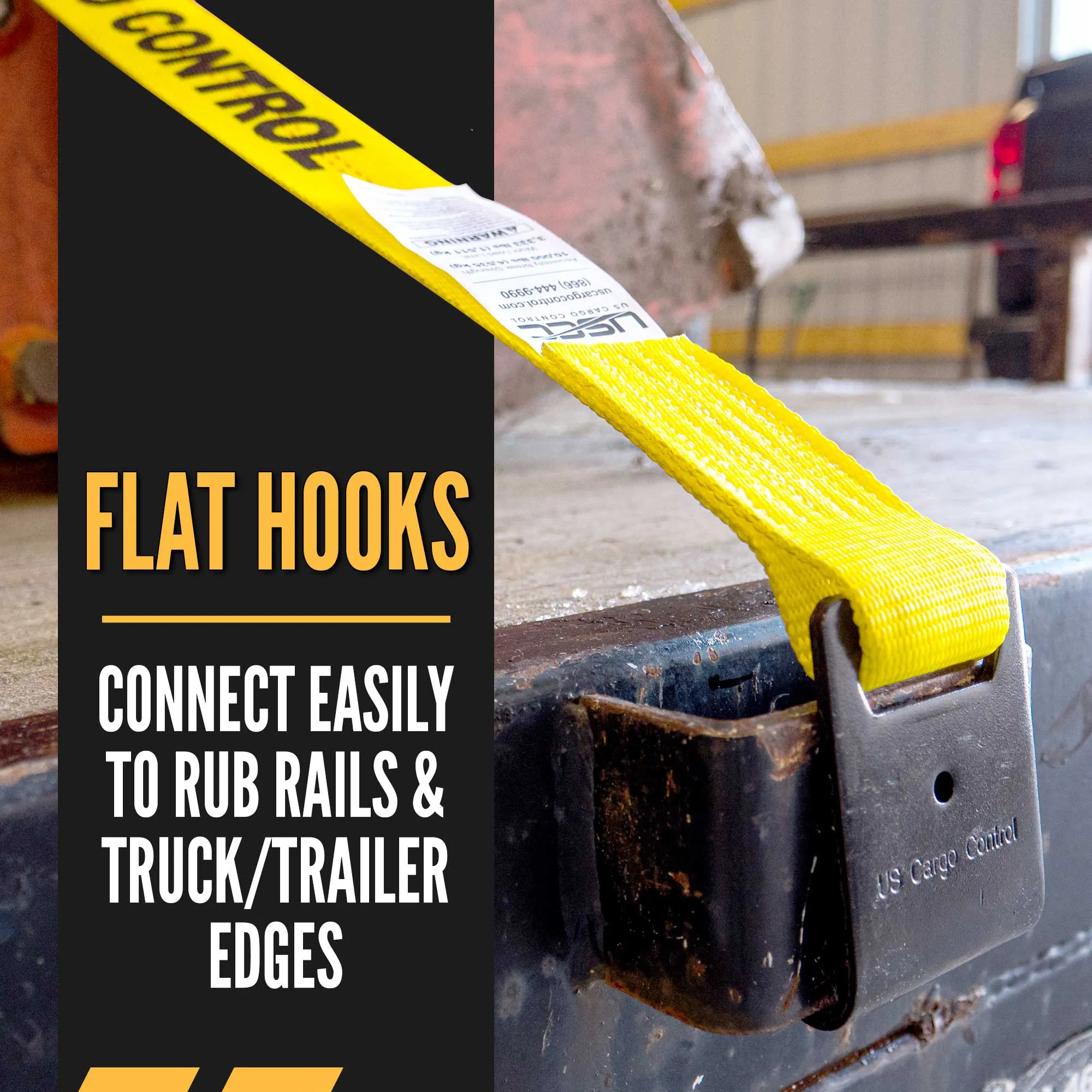 2" x 25' Replacement Strap with Flat Hooks | Yellow
