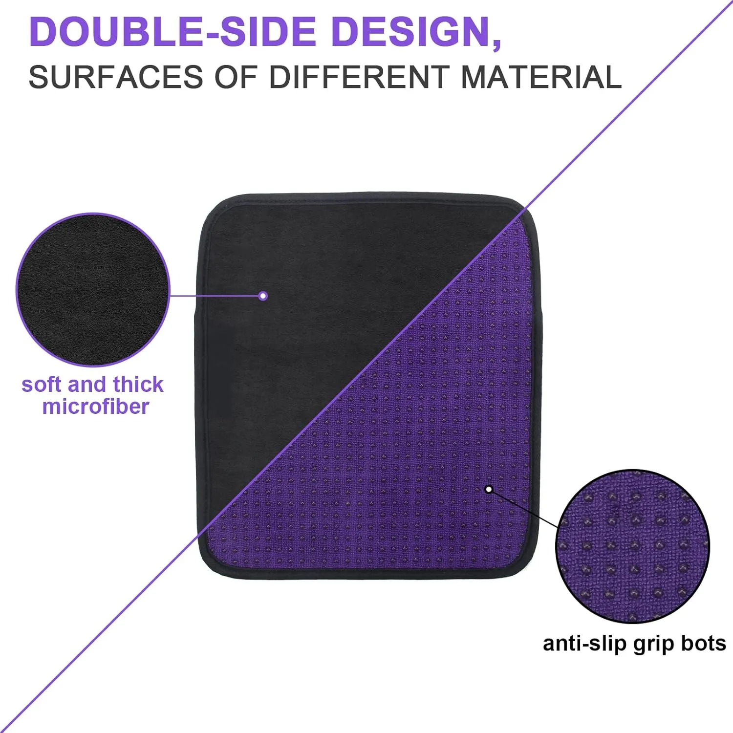 3 Pack Bowling Ball Towels, 10" x 8" Microfiber Bowling Shammy Accessories with Easy-Grip Dots Non-Slip (Purple)
