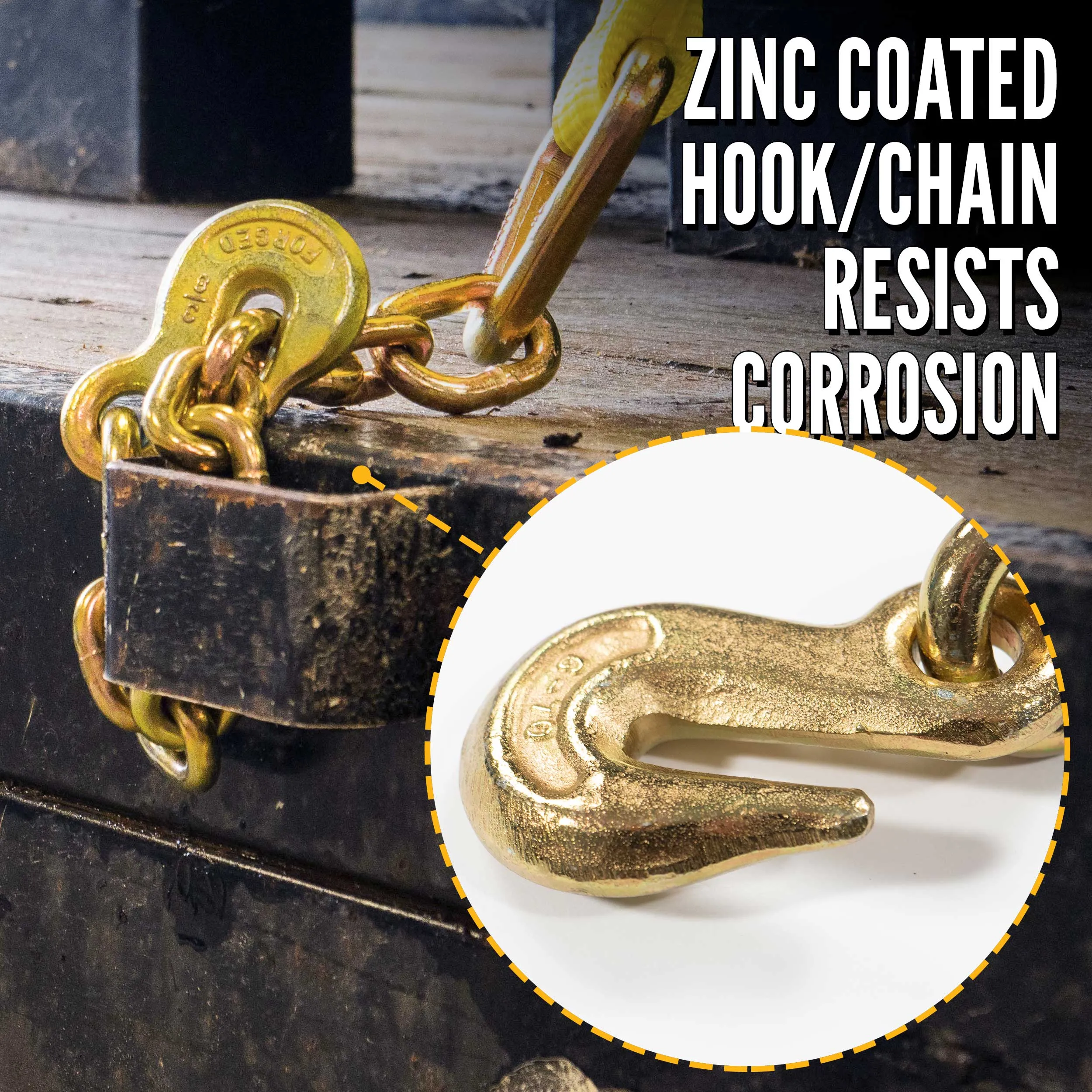 3" x 11" Fixed End with Chain Extension / Bolt Loop | No Ratchet