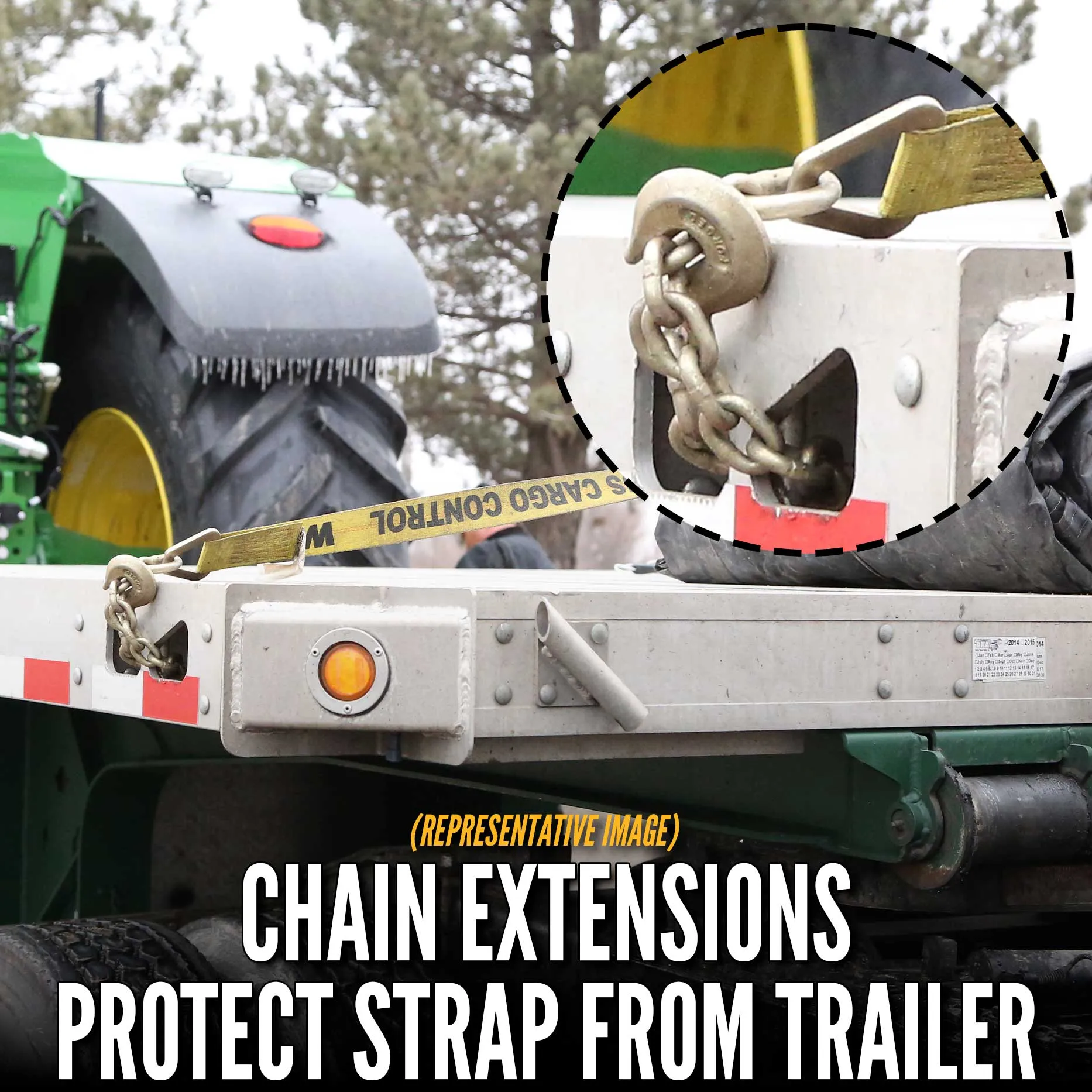 3" x 11" Fixed End with Chain Extension / Bolt Loop | No Ratchet
