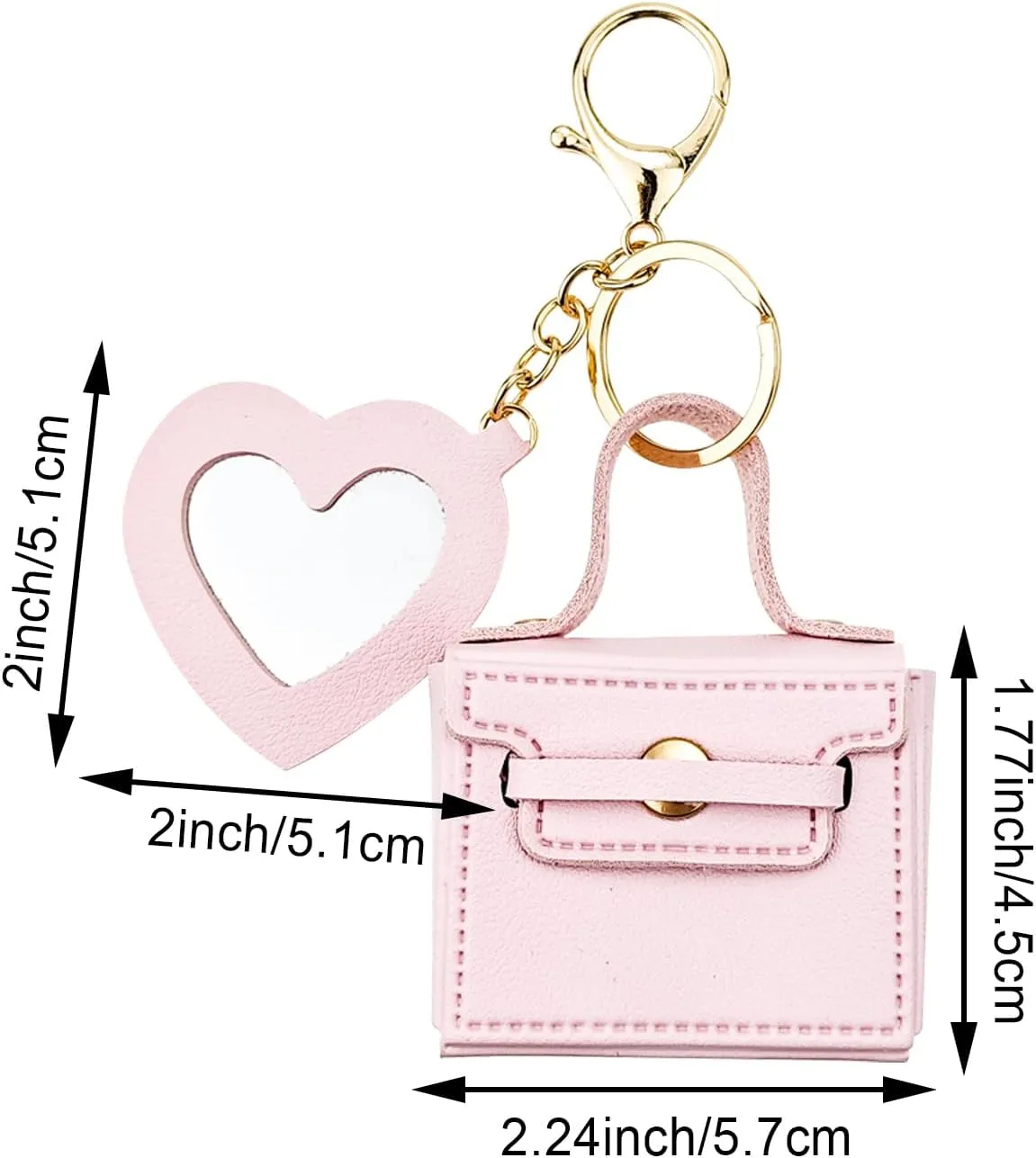 4PCS Super Smalls Makeup Bag with Mirror Mini Makeup Bag for Women, Coin Wallet, Bag Charms Y2k Accessories Cute Leather Keychain (Style 2)