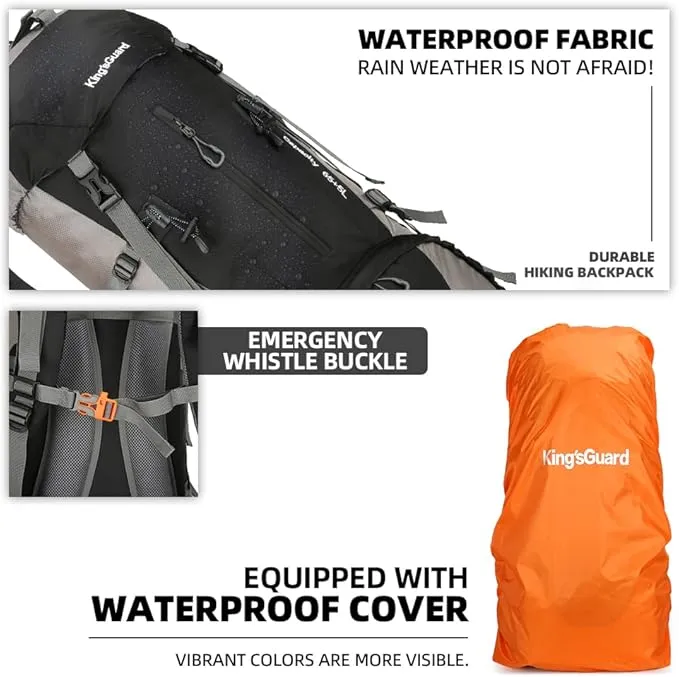 70L Camping Hiking Backpack with Rain Cover Waterproof Backpacking Backpack for Hiking Treeking Climbing Outdoor (Black)
