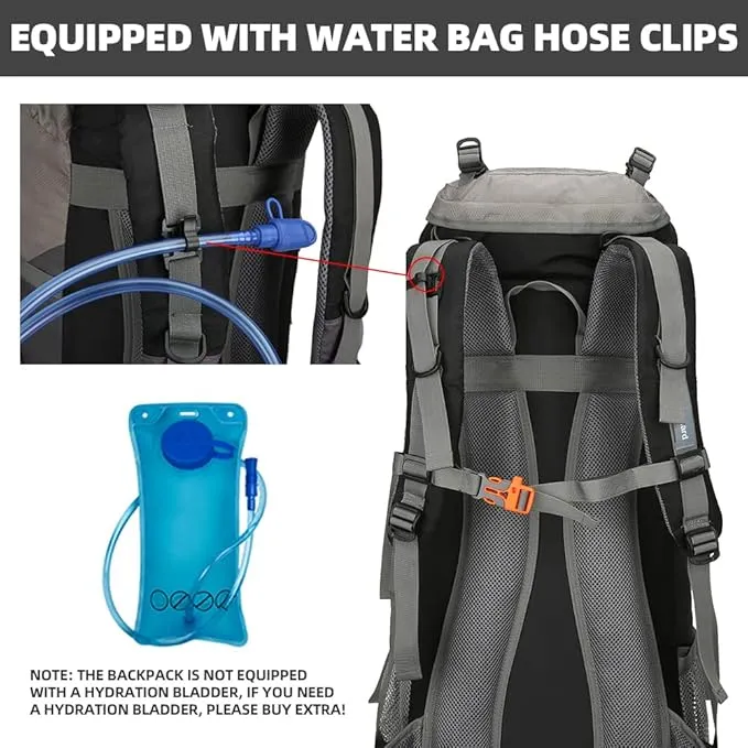 70L Camping Hiking Backpack with Rain Cover Waterproof Backpacking Backpack for Hiking Treeking Climbing Outdoor (Black)