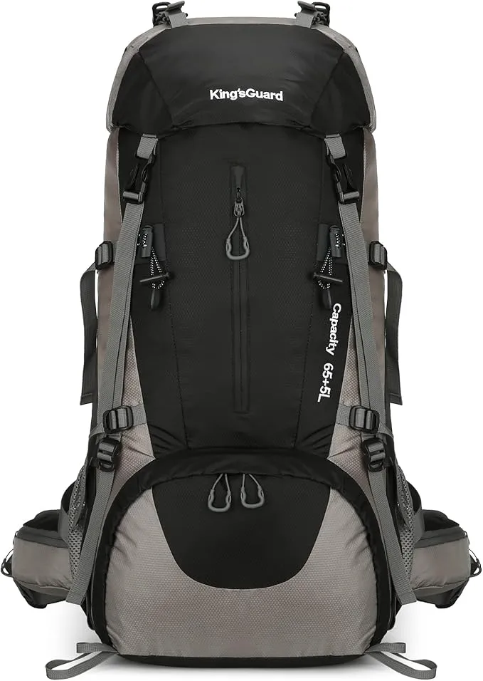 70L Camping Hiking Backpack with Rain Cover Waterproof Backpacking Backpack for Hiking Treeking Climbing Outdoor (Black)