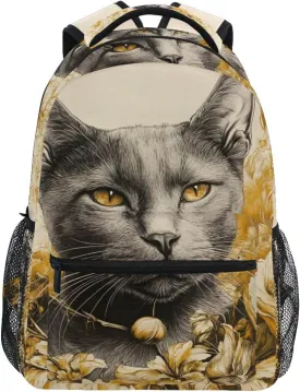 Backpack Korat Cat Floral for School Boys Girls Laptop Travel Backpack Book Bag Daypack 11.4 16 In M
