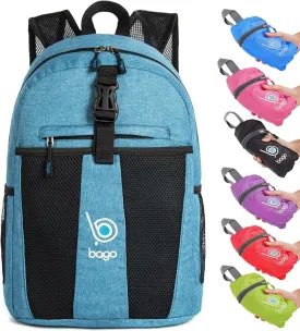 bago Lightweight Small Hiking Backpack for Women and Men - 25L Travel Day Pack - Foldable Hiking Daypack Ultralight for Camping Outdoor Sports - Day Bag Packable Backpack for Travel (SnowBlue)