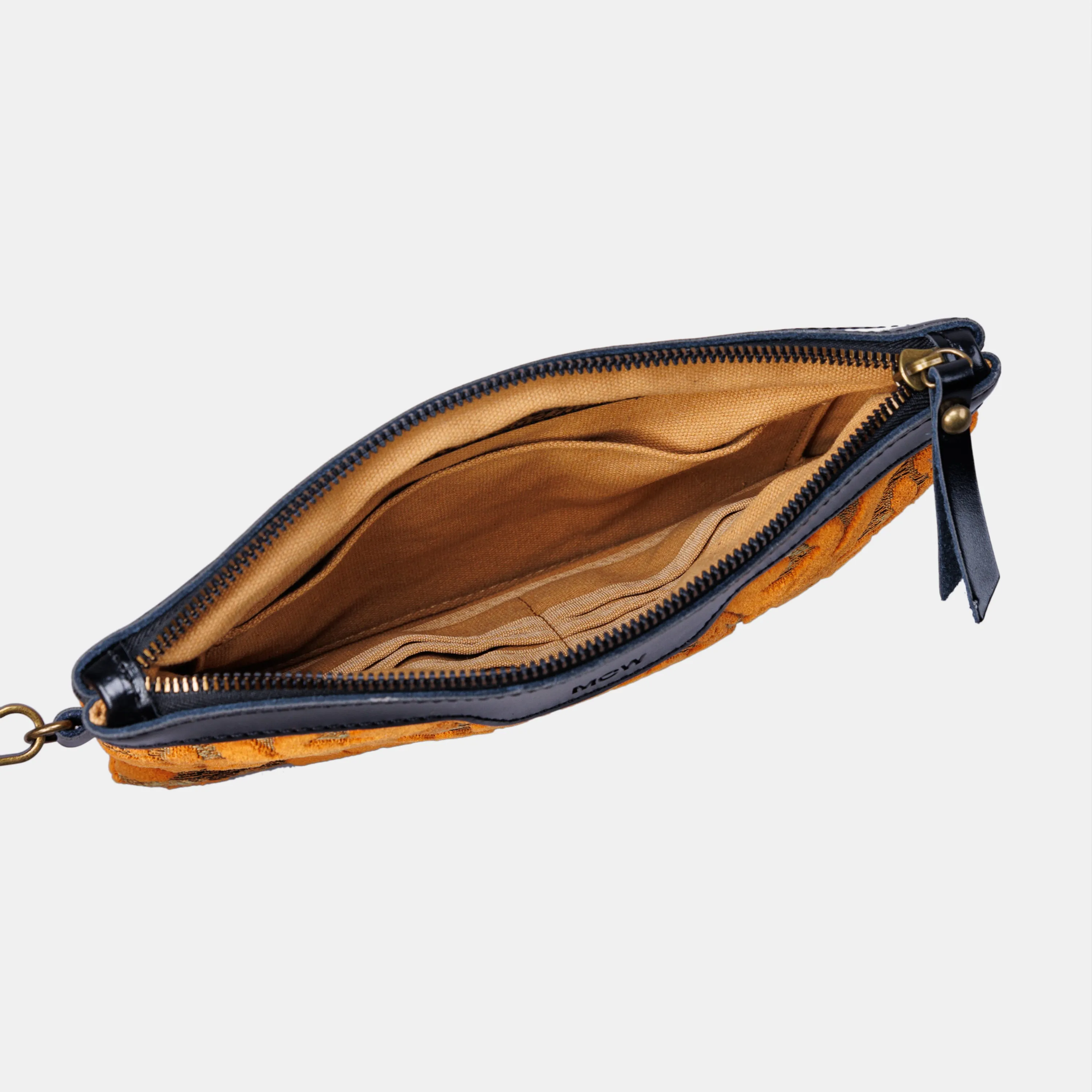Burnout Velvet Orange Wristlet Clutch
