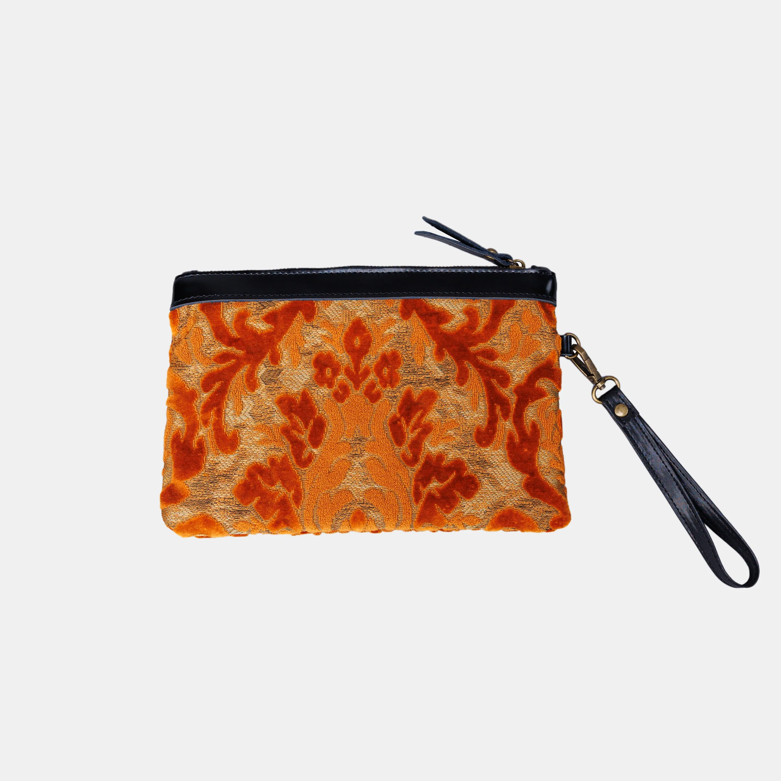 Burnout Velvet Orange Wristlet Clutch