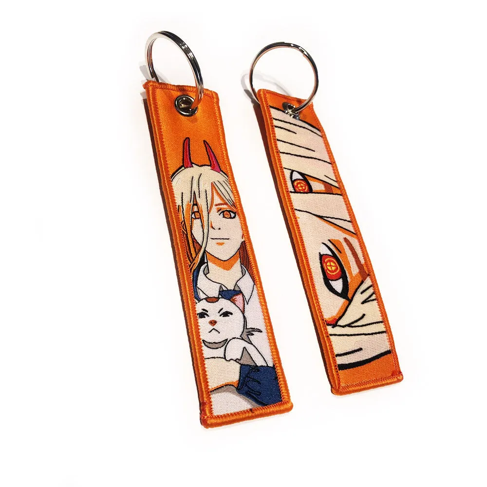 Chainsaw Man Embroidered Keytag - Power blood fiend Anime Double Sided Keychain