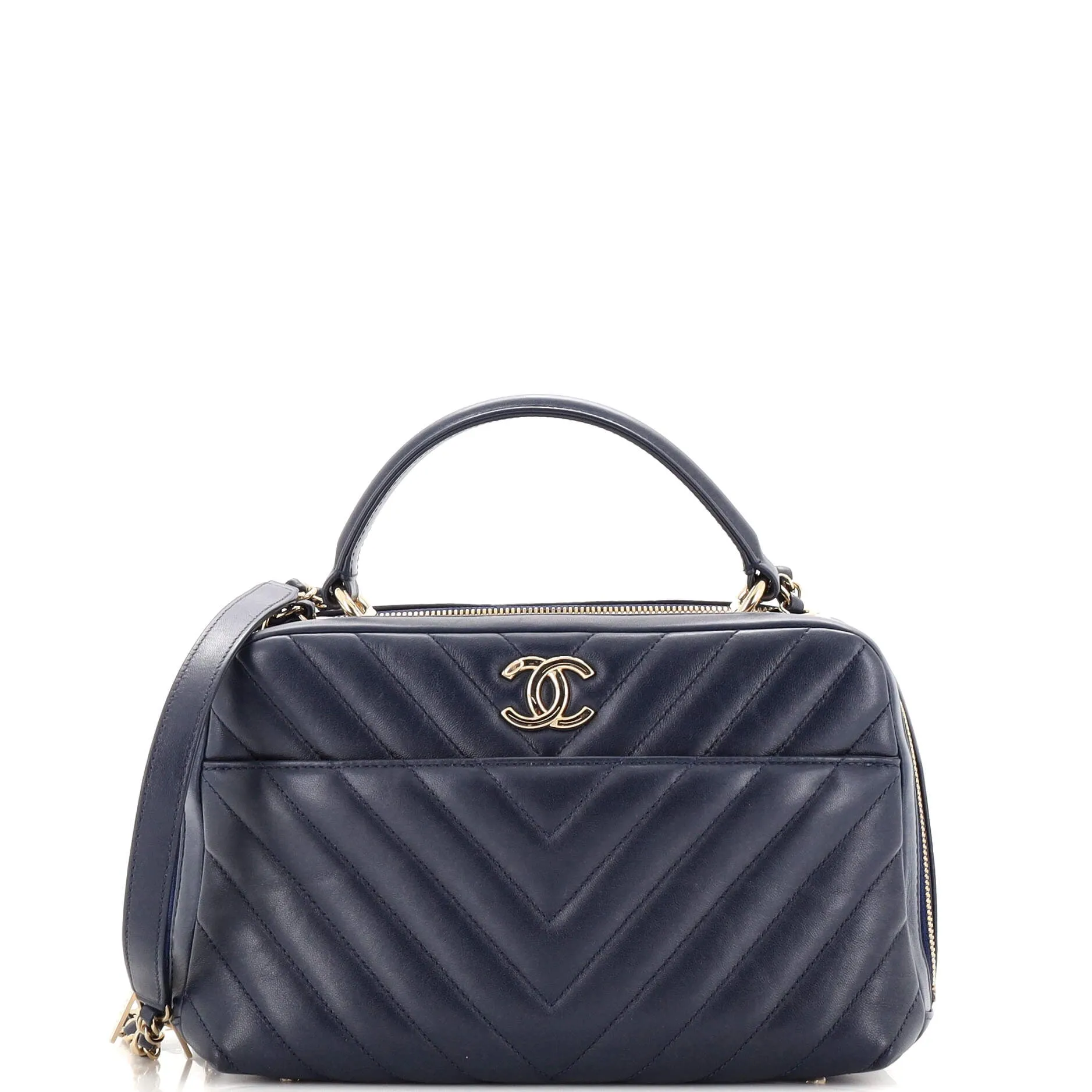 CHANEL Trendy CC Bowling Bag Chevron Lambskin Medium