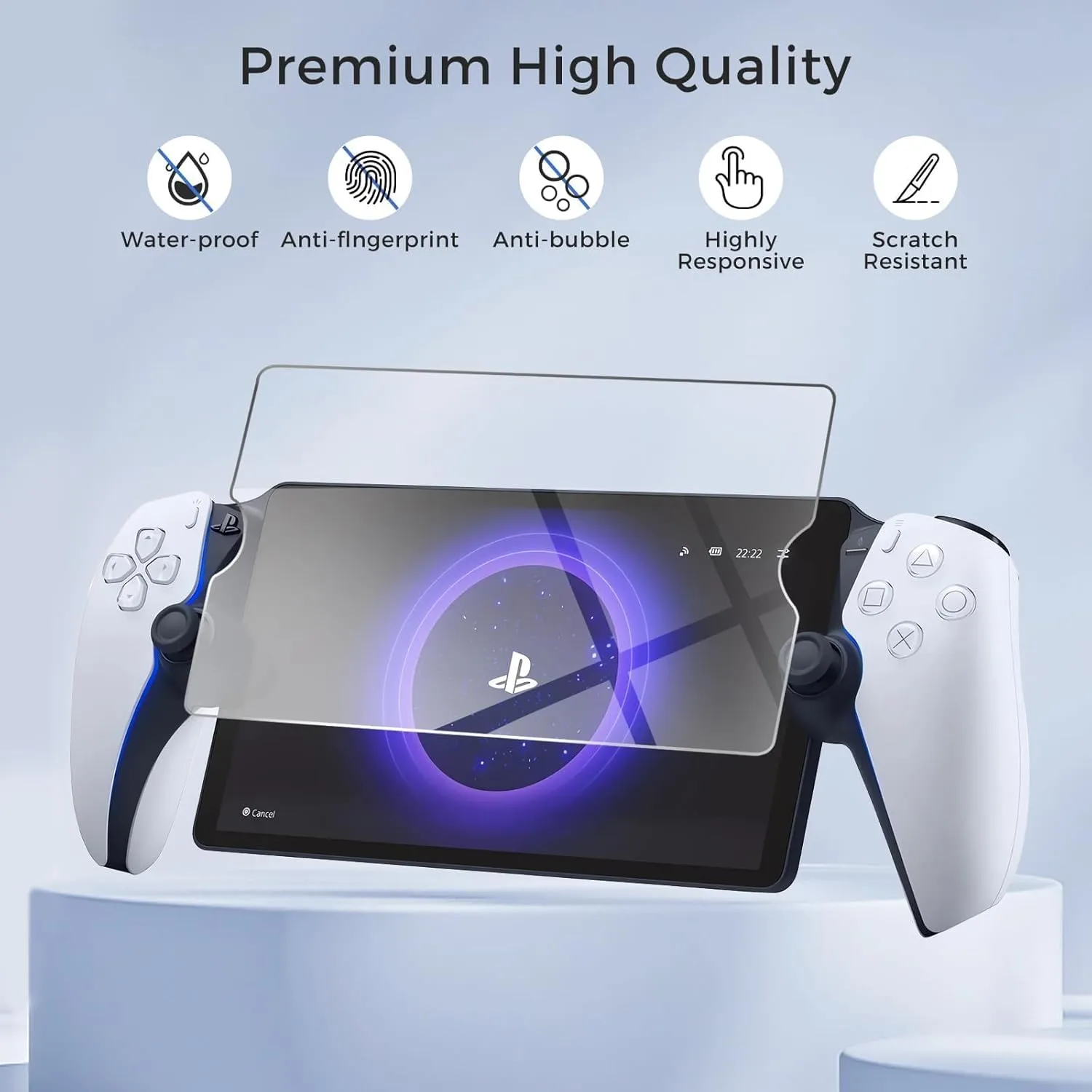 CoBak Hard Carrying Shell Case for PlayStation Portal Remote Player - with 2 Screen Protector, 1 Grip Case, 4 Thumb Grip Caps, Hard Outer Cover for PS5 Portal, Black