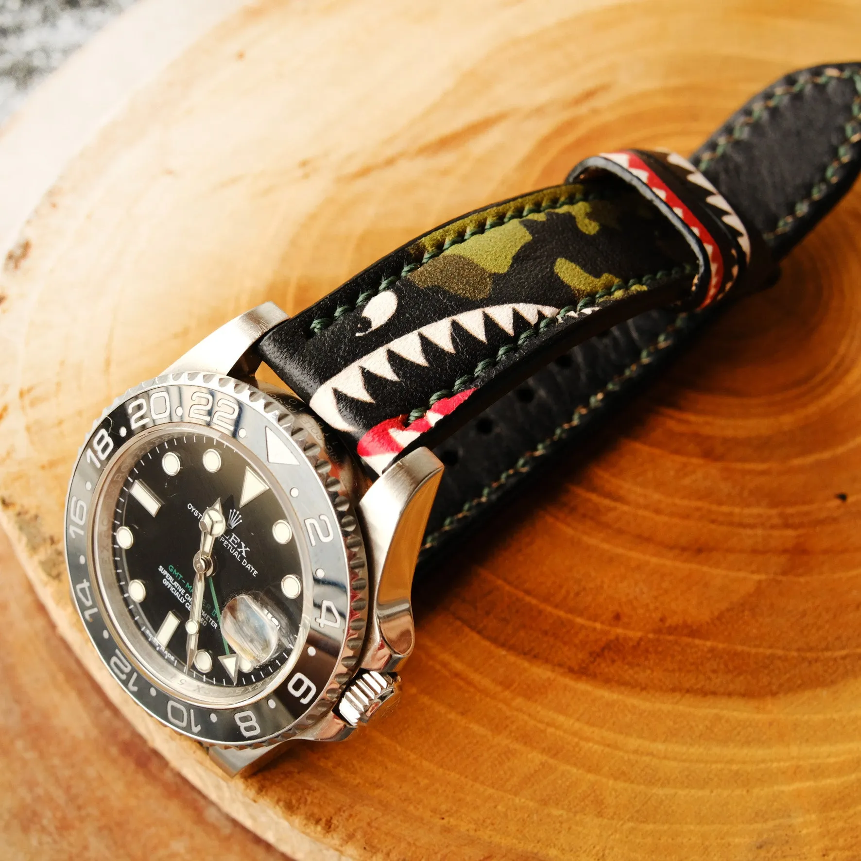 Custom Rolex Leather Straps Green Warhawk Design