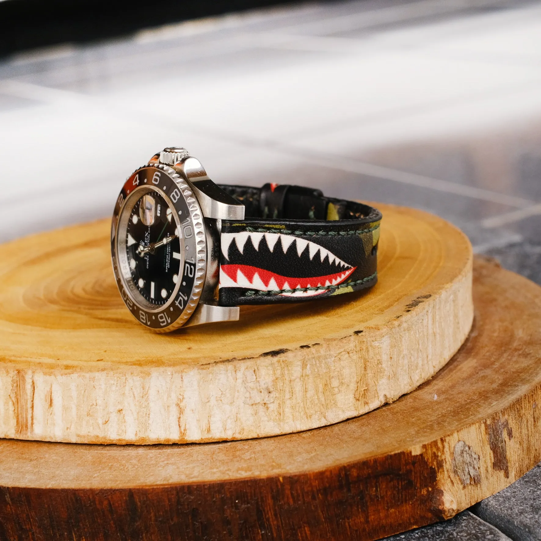 Custom Rolex Leather Straps Green Warhawk Design