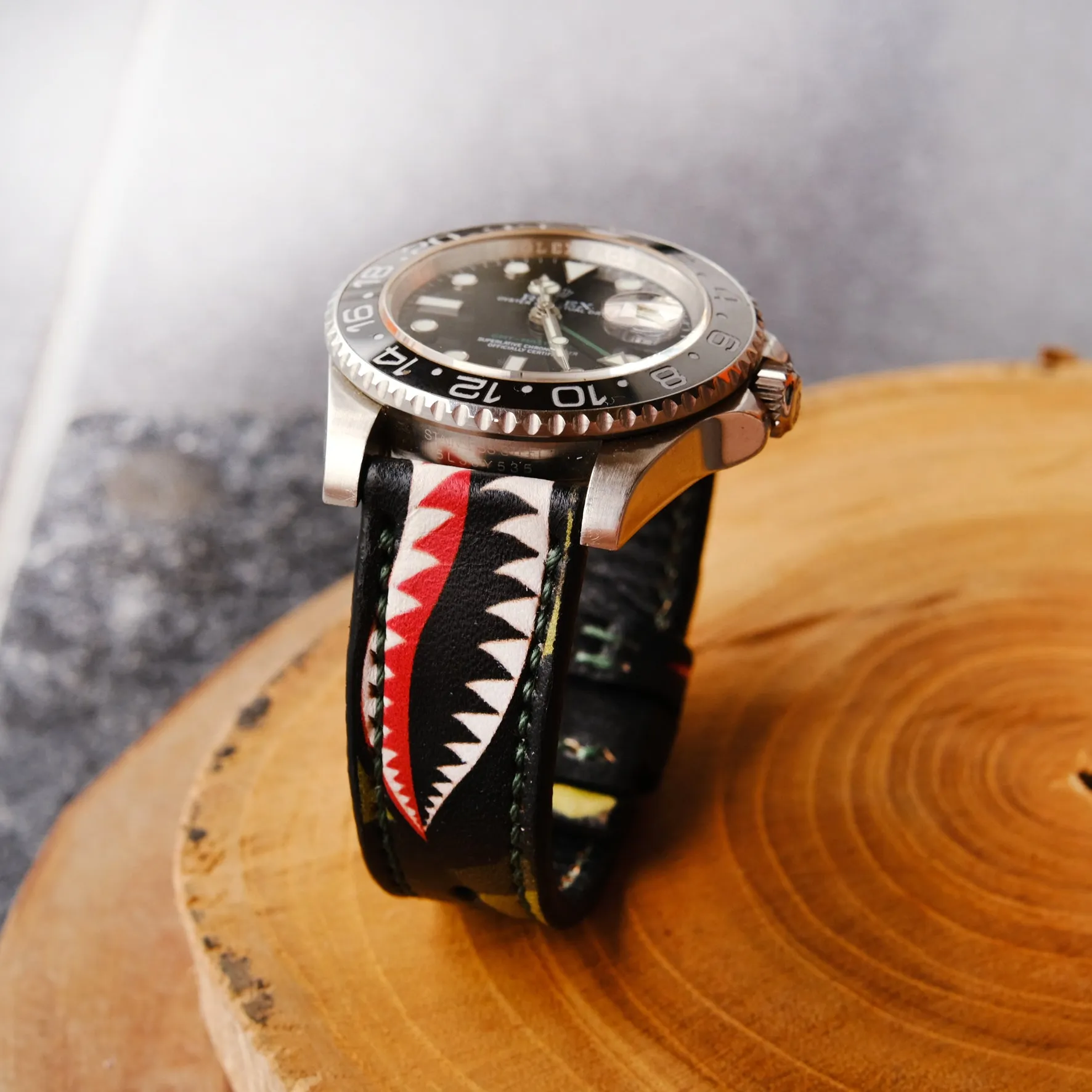 Custom Rolex Leather Straps Green Warhawk Design
