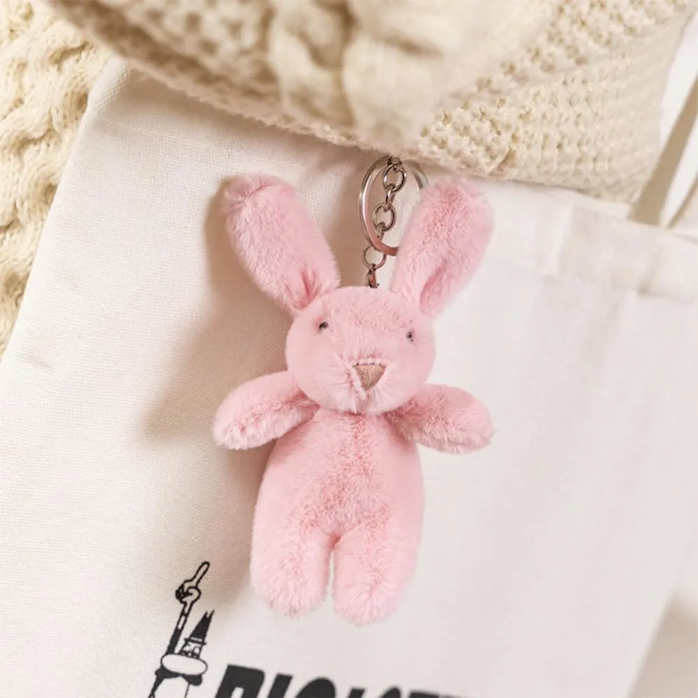 Cute Bunny Plush Keychain for Backpack, 3.5" Inch Mini Rabbit Keychain Purse Charm Pendant Gift for Women