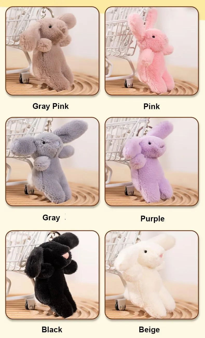 Cute Bunny Plush Keychain for Backpack, 3.5" Inch Mini Rabbit Keychain Purse Charm Pendant Gift for Women