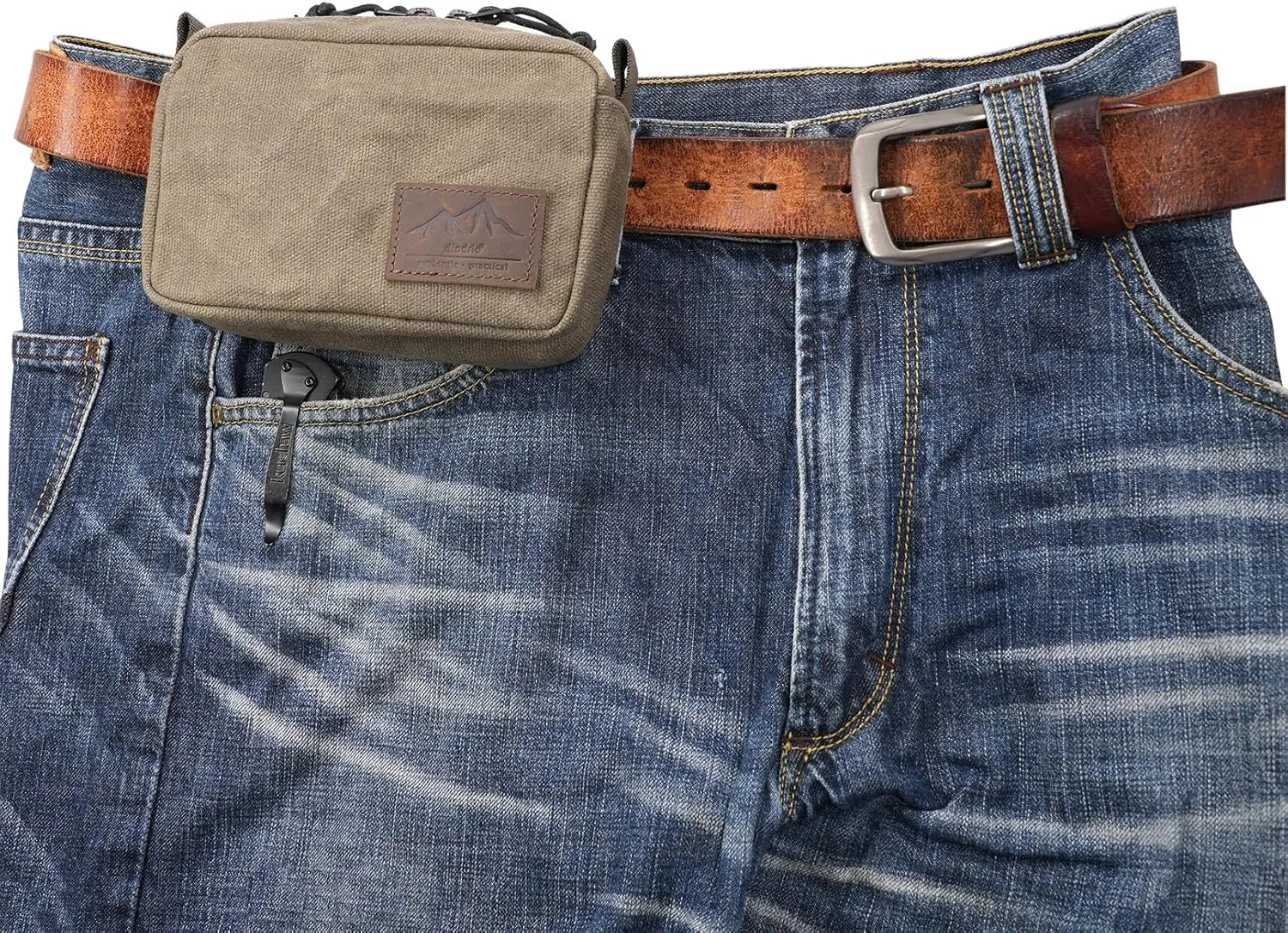 diodrio Belt Pouch for Men Women YKK Zippers EDC Pouch, Belt Bag Waist Pack for Hiking, Water Resistant, Waxed Canvas, Olive