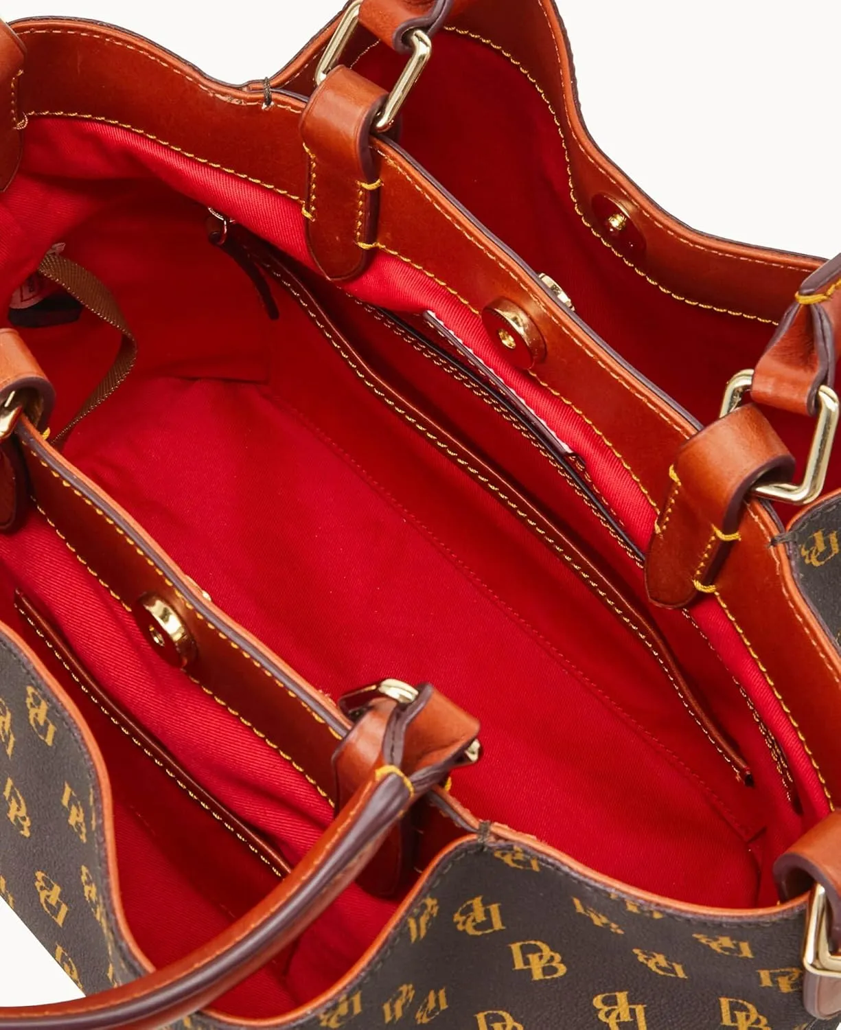 Dooney & Bourke Women's Gretta Brenna Satchel in Coated Cotton, Large Handbag with Adjustable & Detachable Shoulder Strap