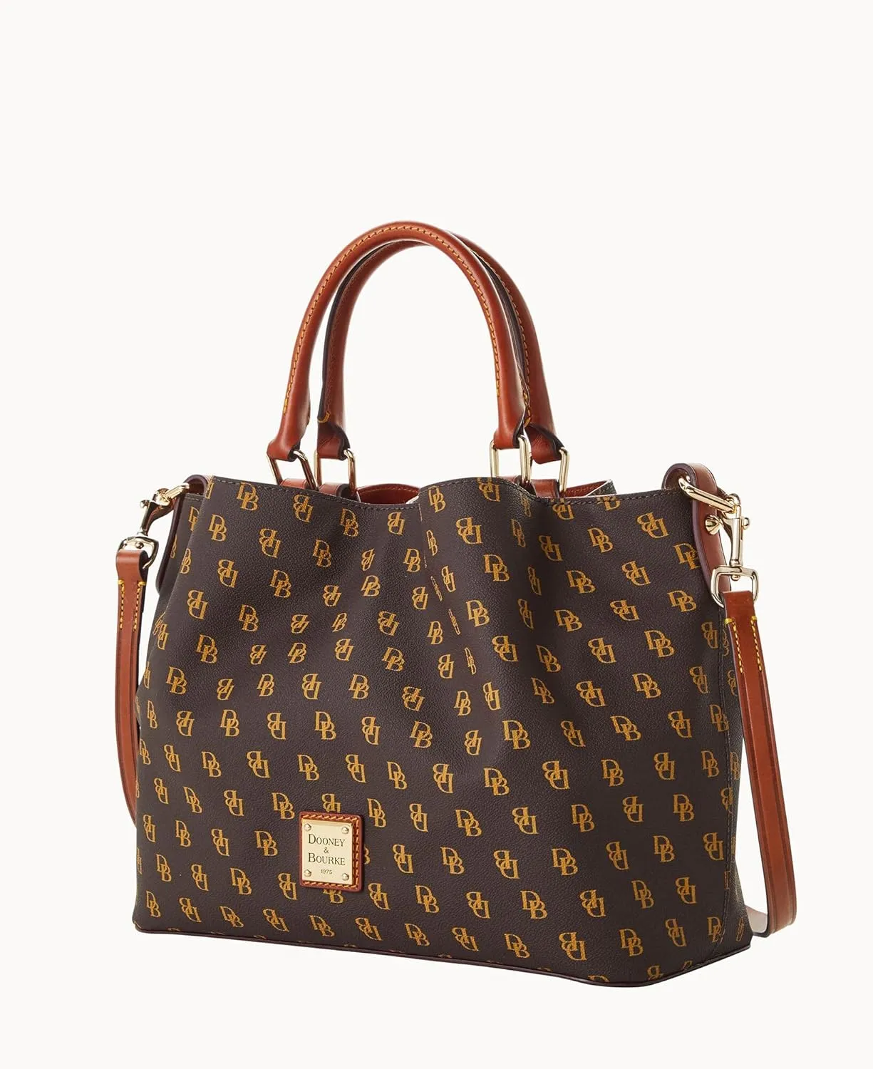 Dooney & Bourke Women's Gretta Brenna Satchel in Coated Cotton, Large Handbag with Adjustable & Detachable Shoulder Strap