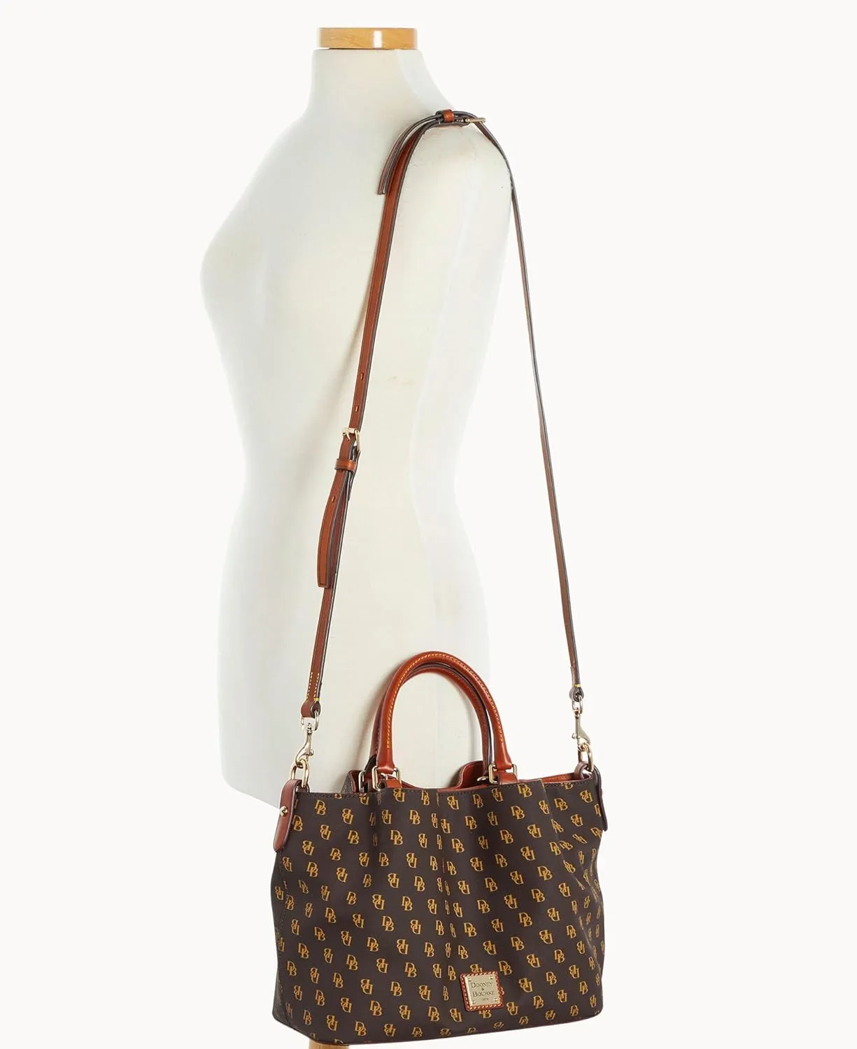 Dooney & Bourke Women's Gretta Brenna Satchel in Coated Cotton, Large Handbag with Adjustable & Detachable Shoulder Strap