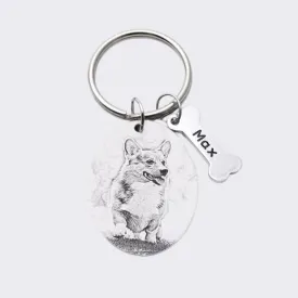 Engraved Dog Tags Keychain With Picture Memorial