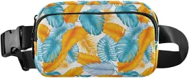 Fanny Pack Belt Bag for Women Blue Palm Tree Pattern Fashion Crossbody Bag Waist Pack Sling Backpack with Adjustable Strap