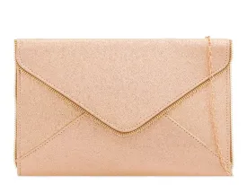 Gold Champagne Glitter Zip Clutch Bag