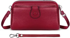 HUA ANGEL Women Small Crossbody Bag Leather Cellphone Purse Clutch Wallet Bag with Wristlet Straps Mini Over Shoulder Handbag