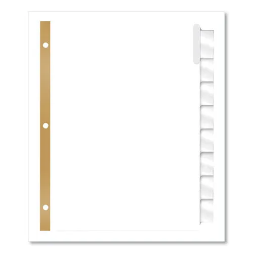 Insertable Big Tab Dividers, 8-tab, Double-sided Gold Edge Reinforcing, 11 X 8.5, White, Clear Tabs, 1 Set