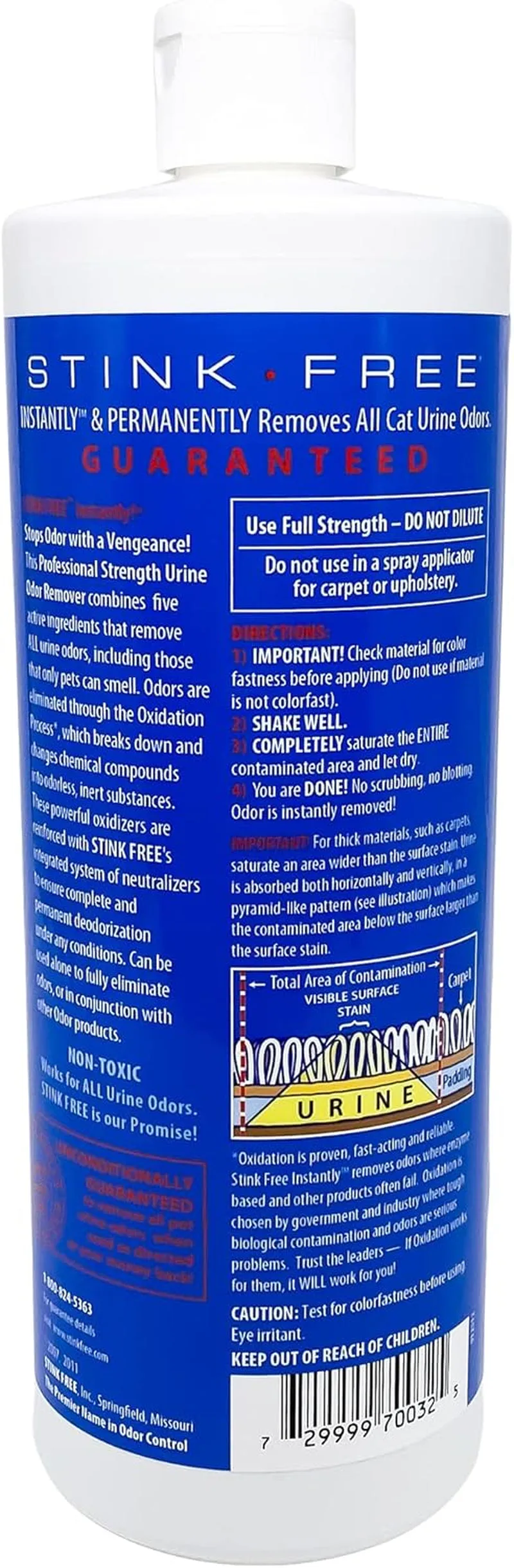 Instantly Urine Odor Remover & Eliminator for Cat Urine - Neutralizer of Cat Pee, Oxidized Based Urine Cleaner Solution for Carpets, Rugs, Mattress, Etc. 32 Oz Bottle (1 Quart)