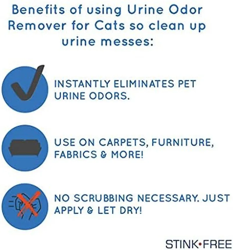 Instantly Urine Odor Remover & Eliminator for Cat Urine - Neutralizer of Cat Pee, Oxidized Based Urine Cleaner Solution for Carpets, Rugs, Mattress, Etc. 32 Oz Bottle (1 Quart)