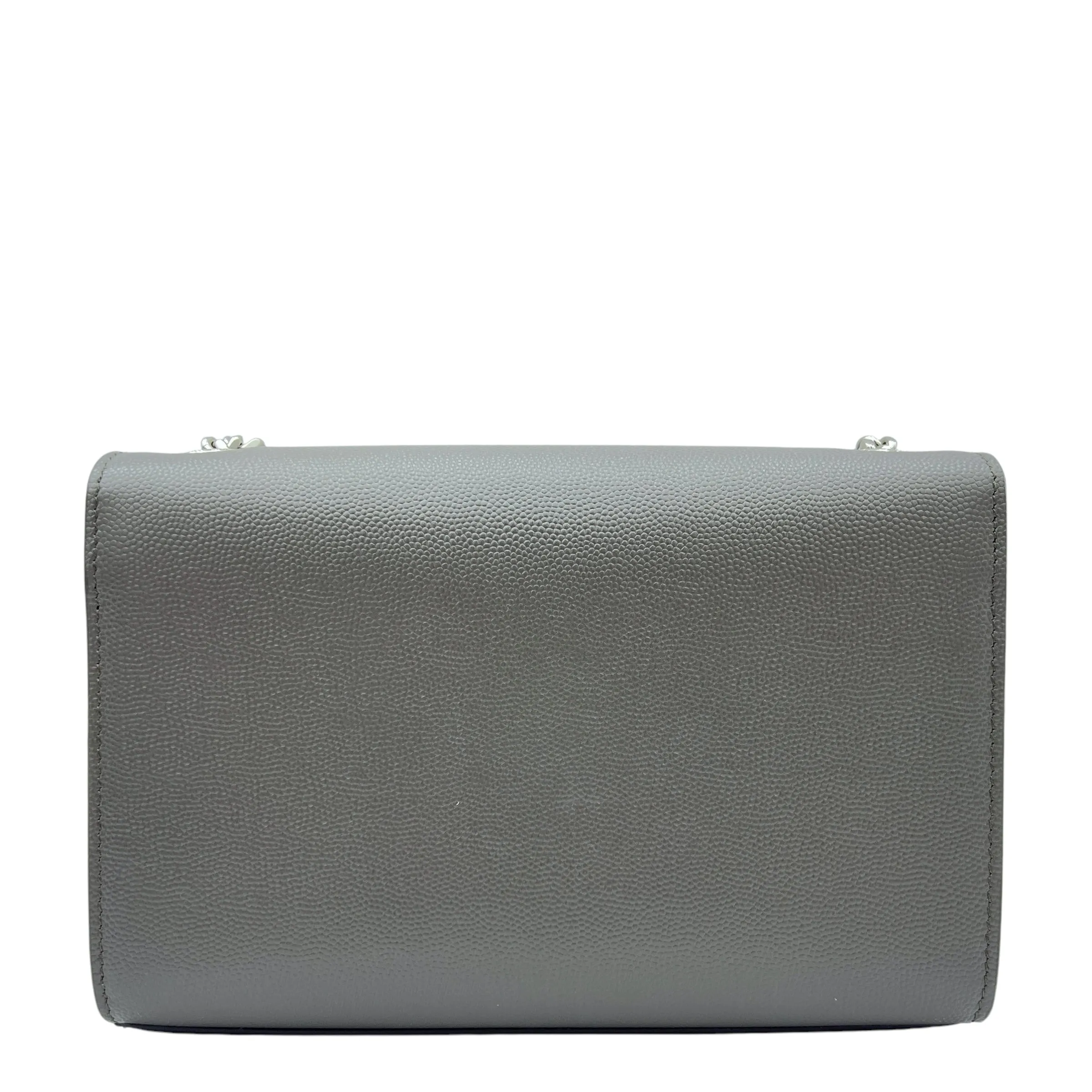 Kate Small Grey Crossbody Bag in Caviar Leather, Silver hardware
