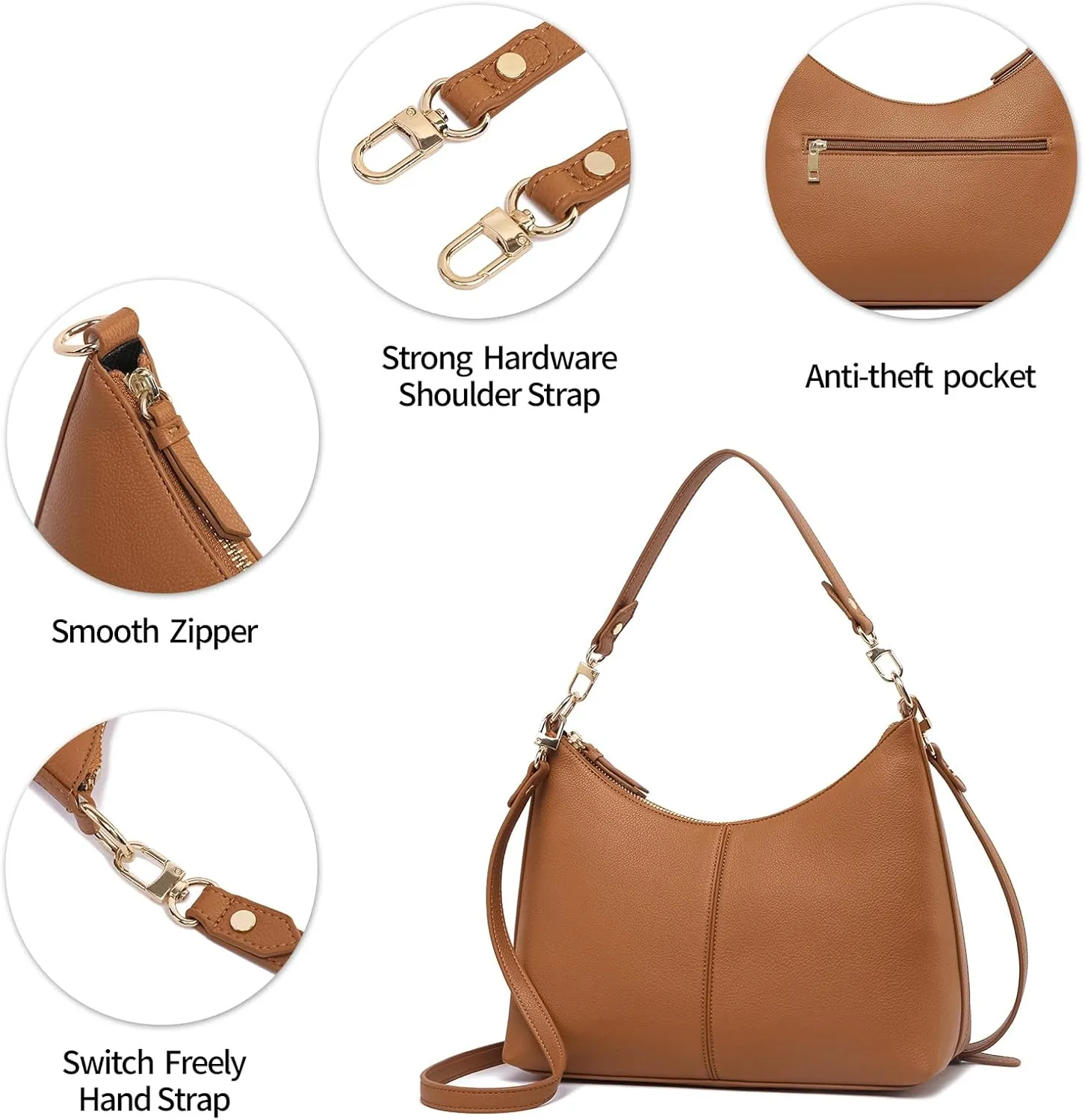 Keyli Small Shoulder Handbags for Women Mini Purse Waterproof Soft Leather Crossbody Bags for Work Shopping Travel
