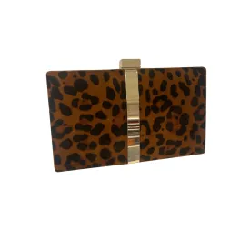 Leopard Print Gold Clutch Bag