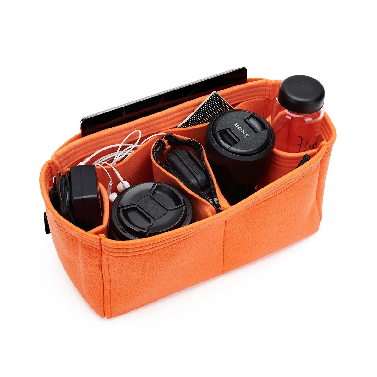 Louis Vuitton Onthego Purse Organizer Insert, Bag Organizer with Zipper Middle Pouch and Double Bottle Holders